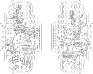 Japanese abstract artwork painting vector illustration sketch 