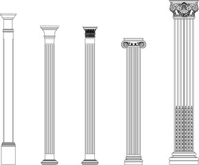 Roman classic vintage column illustration vector sketch 