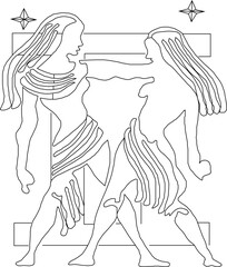 Star horoscope zodiac symbol logo illustration vector sketch