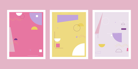 Set of abstract geometric drawn covers