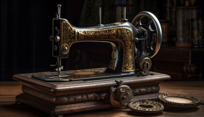 Antique machinery for textile industry sewing spools generated by AI