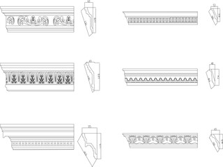 Vector sketch detailed illustration of classic gypsum profile