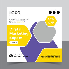 corporate social media post template and marketing social media post banner template, Vector Design Square Banner Promotion