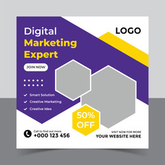 corporate social media post template and marketing social media post banner template, Vector Design Square Banner Promotion