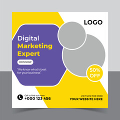 corporate social media post template and marketing social media post banner template, Vector Design Square Banner Promotion