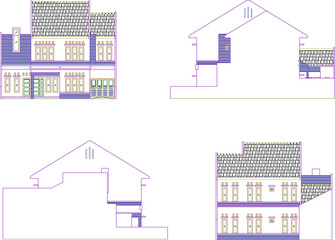 Fototapeta premium Vector sketch illustration of tropical two storey house design