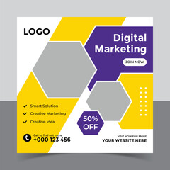 corporate social media post template and marketing social media post banner template, Vector Design Square Banner Promotion