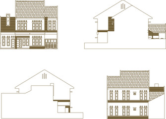 Vector sketch illustration of tropical two storey house design