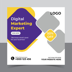 corporate social media post template and marketing social media post banner template, Vector Design Square Banner Promotion