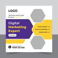 corporate social media post template and marketing social media post banner template, Vector Design Square Banner Promotion