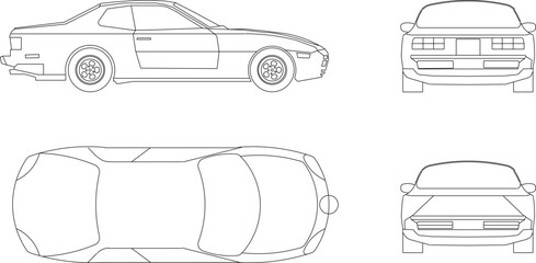 Vector sketch illustration set of simple cars side view