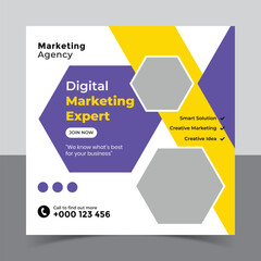 corporate social media post template and marketing social media post banner template, Vector Design Square Banner Promotion