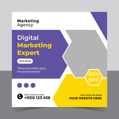 corporate social media post template and marketing social media post banner template, Vector Design Square Banner Promotion