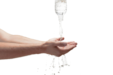 Water Pouring From a Bottle on Hands