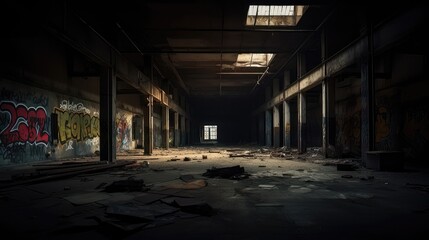Obraz premium Desolate Dangers: Exploring the Haunting Abandoned Factory 4. Generative AI