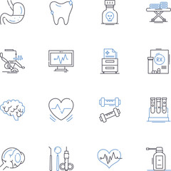 Dermatology line icons collection. Acne, Eczema, Psoriasis, Melanoma, Rosacea, Cystic, Inflammation vector and linear illustration. Hives,Fungal,Keratosis outline signs set