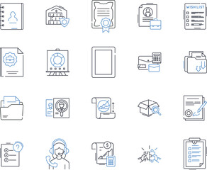 Regulatory compliance line icons collection. Compliance, Regulations, Policies, Rules, Procedures, Governance, Standards vector and linear illustration. Laws,Controls,Audit outline signs set