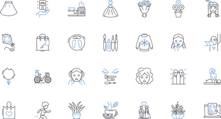 Chic style line icons collection. Elegance, Fashionable, Sophistication, Modern, Sleek, Classy, Chic vector and linear illustration. Dapper,Trendy,Polished outline signs set