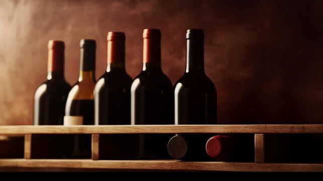 wine bottles and glasses in shelf