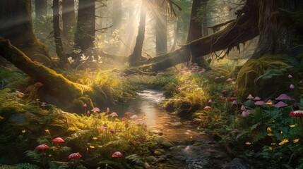 Obraz premium Enchanting Woodland: Exploring the Whimsical Forest 1. Generative AI