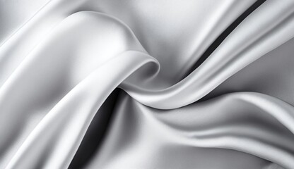 Silver grey silk fabric background texture abstract pattern. Luxury satin cloth 3d render.