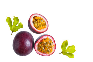 passion fruit with leaf on transparent png