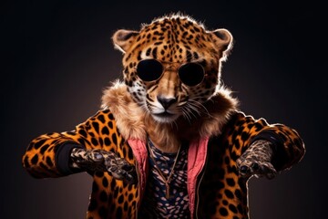 Cheetah Hip Hop Dancer Background Generative AI