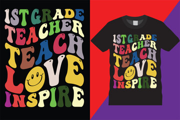 1st Grade Teachers retro weby T-Shirt Design Vector Modern teachers quotes typography Trendy Cute awesome creative education 1st grade Teacher Tshirt Design For print on demand,Mug,Poster