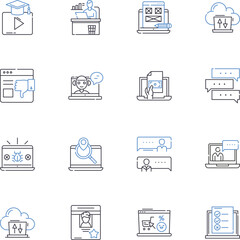 Slim notebook line icons collection. Portable, Lightweight, Thin, Ultrabook, Sleek, Compact, Stylish vector and linear illustration. Minimal,Efficient,Streamlined outline signs set