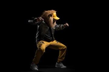 Lion Hip Hop Street Dancing Showing Some Moves Generative AI