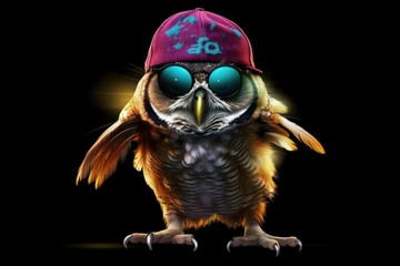 Owl Rapper Street Dancing Background Generative AI - obrazy, fototapety, plakaty