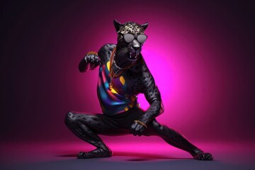 Panther Cool Street Dancing Backdrop Generative AI