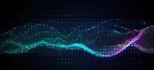 Digital Waves Forming on a Black Background Generative AI