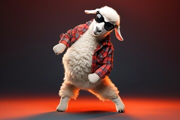 Sheep Rapper Dancer Backdrop Generative AI - obrazy, fototapety, plakaty