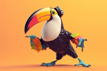 Fototapeta premium Toucan Hip Dancer Backdrop Generative AI