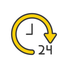 24 Hour icon design with white background stock illustration