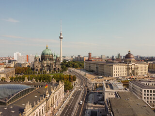 Fototapeta premium Berlin cityscape with Berlin cathedral and Television tower, Germany
