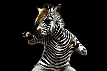 Fototapeta na wymiar Zebra Music Dancer Backdrop Generative AI