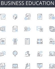 Business education line icons collection. Collaboration, Innovation, Dedication, Exploration, Analysis, Experimentation, Creativity vector and linear illustration. Efficiency,Methodology,Insight