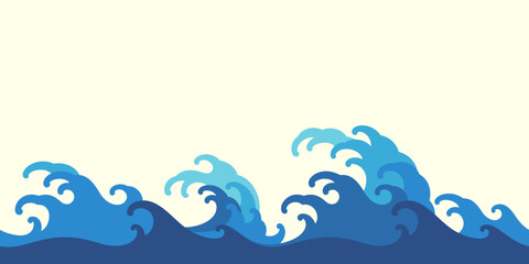 Fototapeta na wymiar ocean sea wave asian vintage style flat design seamless wallpaper