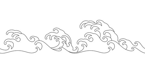 oriental wave seamless wallpaper line art illustration