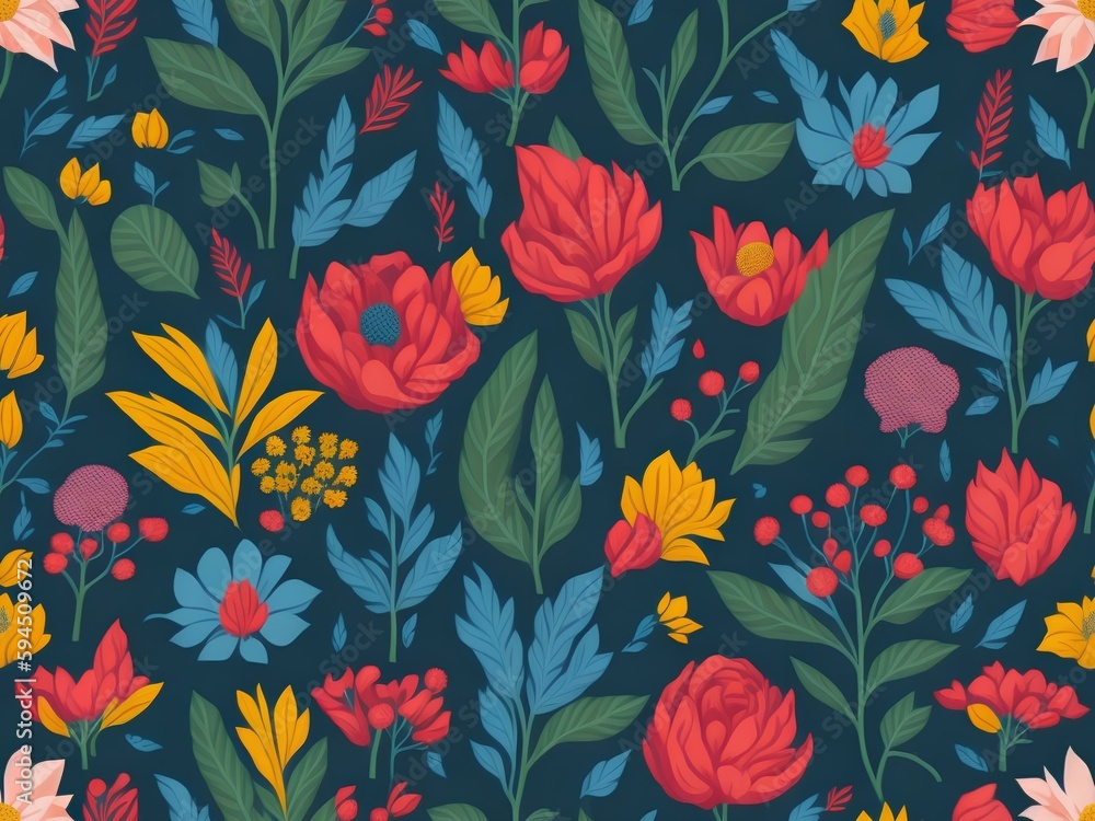 Poster seamless pattern with flowers generated ai