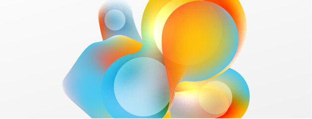 Fluid abstract background. Liquid color gradients composition. Round shapes and circle flowing design for wallpaper, banner, background or landing