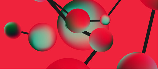 Line points connections geometric landing page background. Fluid circles and spheres with liquid gradients. Vector Illustration For Wallpaper, Banner, Background, Card, Book Illustration, landing page