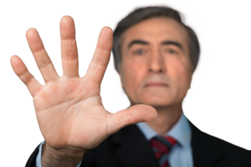 Portrait of a Senior Businessman Showing Hand , Stop Gesture
