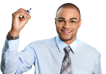 Businessman Writing with Dry Erase Marker - Isolated