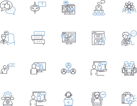 Declaration line icons collection. Liberty, Independence, Sovereignty, Freedom, Equality, Justice, Rights vector and linear illustration. Democracy,Constitution,Nation outline signs set