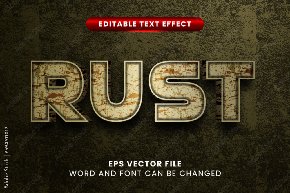 Poster 3d metal rust vector text effect