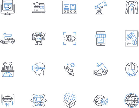 Foresight line icons collection. Insightful, Anticipation, Prescience, Visionary, Clairvoyance, Foreknowledge, Prophetic vector and linear illustration. Premonition,Far-sighted,Perceptive outline