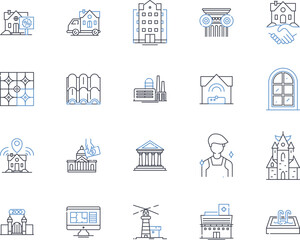 Units line icons collection. Apartment, Condo, House, Townhouse, Villa, Studio, Loft vector and linear illustration. Duplex,Triplex,Flat outline signs set